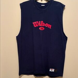 Wilson Navy Sleeveless Shirt with Red Logo